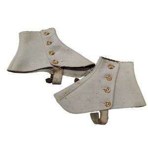 Antique Tweedies Bootops Childrens Felt Shoe Covers Leather Strap Vintage Cloth